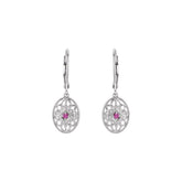 Sterling Silver Natural Ruby Lever Back Earrings